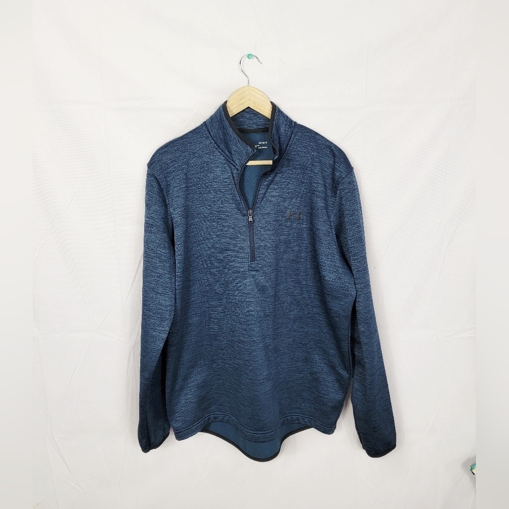 Men's Large Under Armour Blue Zip Up Sweater Athletic Style
